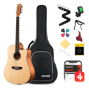 Donner DAD-140C Dreadnought Akustik Gitar Paketi (Natural)