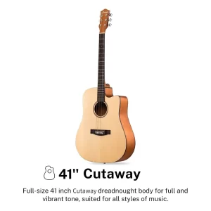 Donner DAD-140C Dreadnought Akustik Gitar Paketi (Natural)
