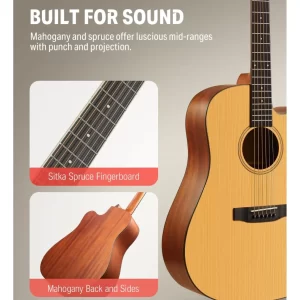 Donner DAG-1C Cutaway Akustik Gitar Seti (Natural)