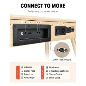 Donner DDP-80 Wooden Style Dijital Piyano (Naturel Wood)