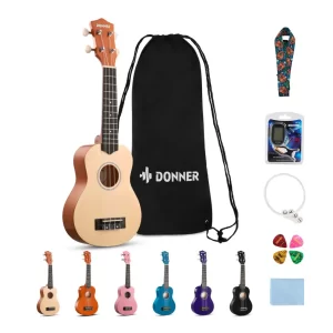 Donner DUS-10N Soprano Ukulele Seti (Siyah)